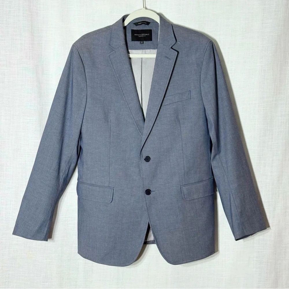 Banana Republic Tailored Fit Blue Blazer‎ Jacket Mens 42R Stretch Cotton